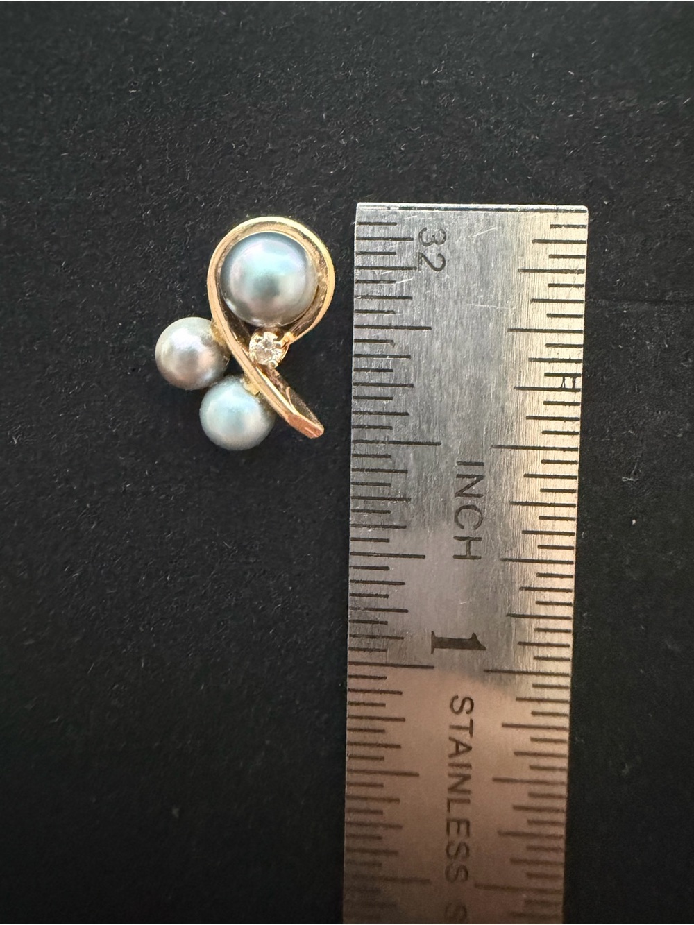 14k Blue Pearls Stud Earrings - Picture 5 of 8